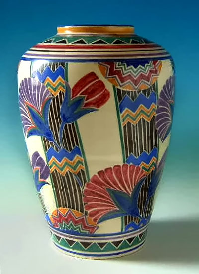  Deco Artists on Magnificent Art Deco Poole Pottery Vase  14    High With A Pattern