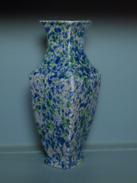 Specked glaze vase in blue and green