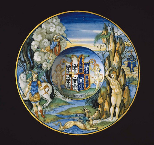 Dish with Perseus, Andromeda and the sea monster.