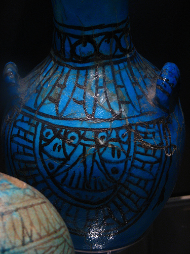 Egyptian cobalt blue glaze pottery