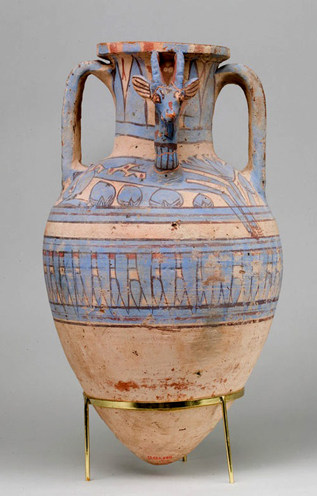 Blue Painted Ibex Amphora from Malqata.-Ca.-1390–1353-B.C.,-Egypt,-Upper-Egypt;-Thebes,-Malqata