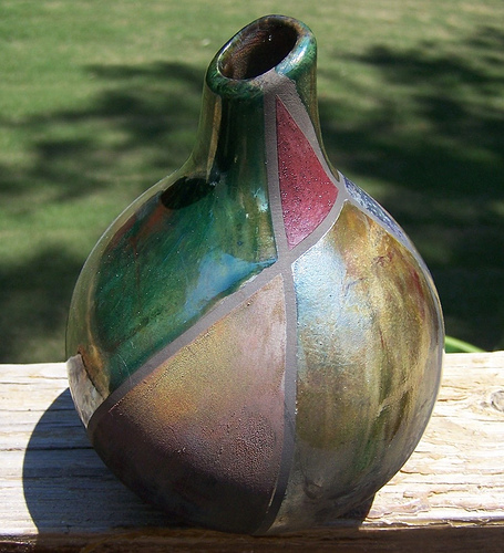  Onion Shaped Raku Vase Red Crow Pottery