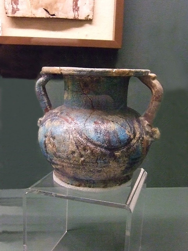 Glazed Faience Pottery Vessel with two handles Roman Period Egypt