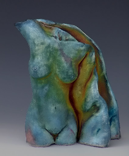 Raku ceramic sculpture figure 41 Torso 12 - Anthony Anderson