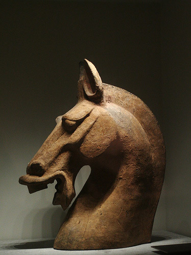 Ancient-Chinese horse head in terracotta