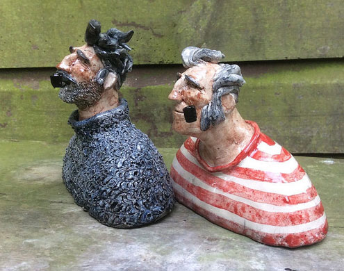Joe-Lawrence Two ceramic fisherman busts