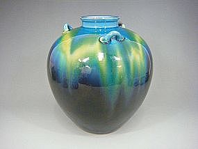 Tokuda Yasokichi III ceramic tea jar with three handles