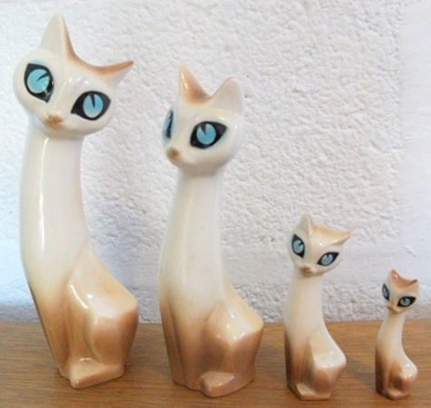 Hornsea pottery 1950s cat family