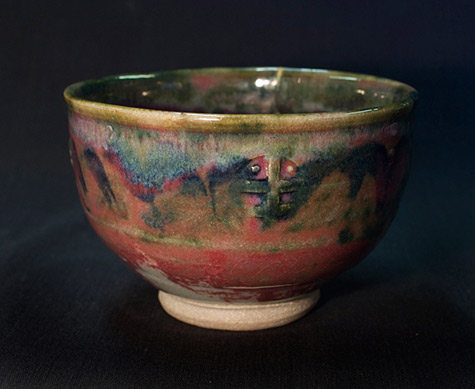 David-Fry-bowl polychrome glaze bowl