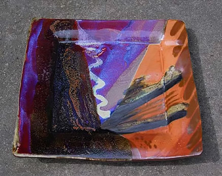 Square dish with abstract design by David Fry