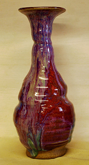 prague2010 David Fry red ceramic bottle with flared rim