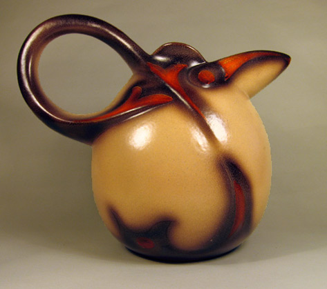 Zenith jug in red, black and yellow by Willem Stuurman