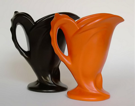 Black and orange jugs by Willem Stuurman