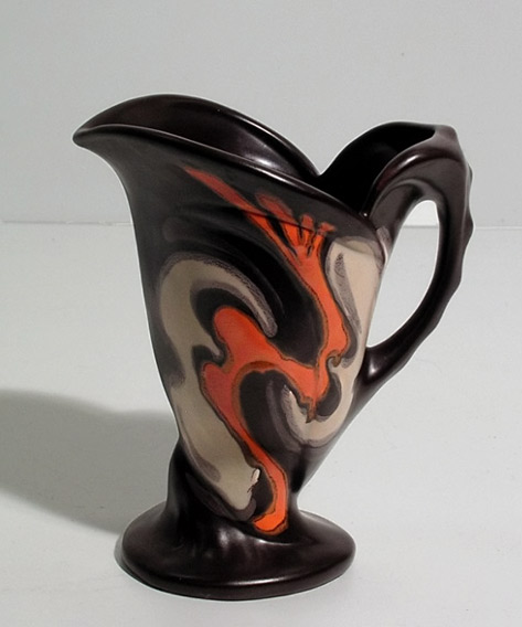 Willem-Stuurman-dutch-jug Willem Stuurman black jug with orange and white abstract motif