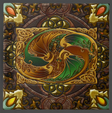 Two-ancient-Celtic-dragons-ceramic-tile-Joseph-Maas---Zazzle