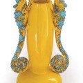 Mirta Morigi mustard glaze lizard handled vase