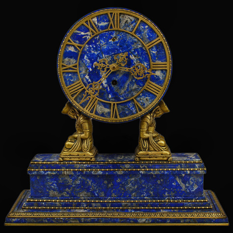 Brazilian-Lapis-Lazuli-Mantel-Clock-with-Doré-Bronze-Signed-Caldwell