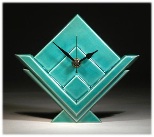 Art Deco style mantle clock. Designed and made by Malcolm and Russell Akerman of Echo of Deco.