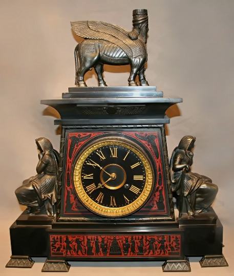 French Egyptian Revival Mantle Clock