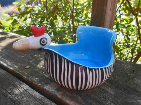 Modern-chick-bowl-BLUE-black-white by Shoshona Snow