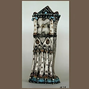 Handbuilt ceramic clock by Lisa Pritchard Ceramics free standing