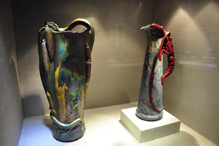 Zsolnay Pottery vase and pitcher