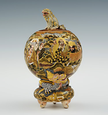 Satsuma Gyokuzan Dragonware Lidded Vase, Kyoto, Meiji