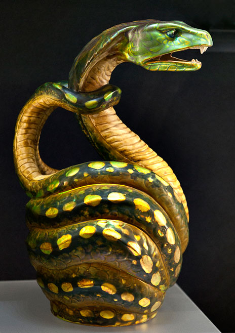 GYUGYI-ZSOLNAY- python snake ceramic Zsolnaay sculpture