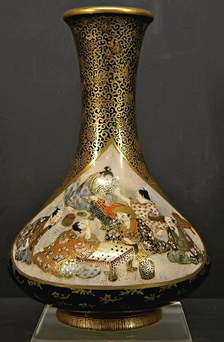 Satsuma long-neck vase