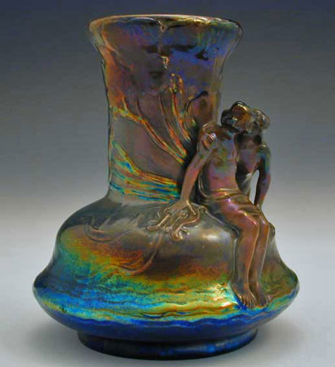 Zsolnay-Art-Nouveau-Mermaid-&-Lover-Vase