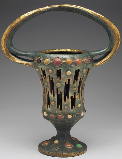 Art Nouveau Amphora vase, Gres- Bijou series, "Lightening Bolt" decor,