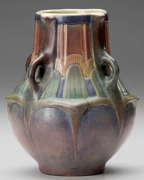 Newcomb College Bulbous vase with four small handles