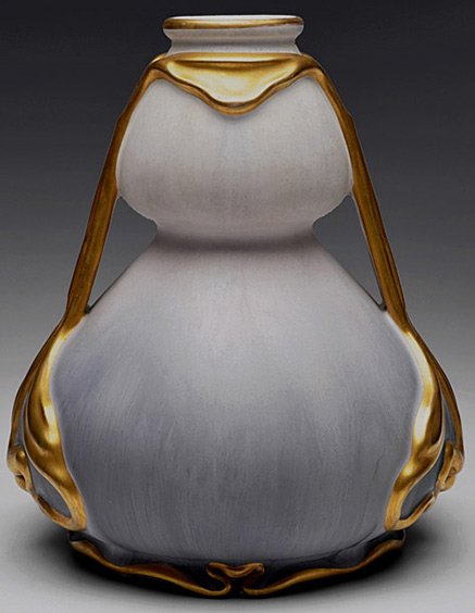 Royal Bonn Vase in lavender and grey tones with gold trim