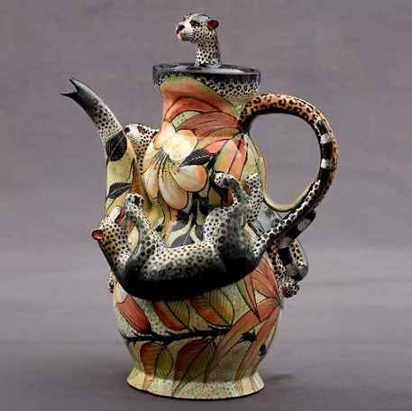 Ceramic Ardmore Tea Pot decorated with cheetahs