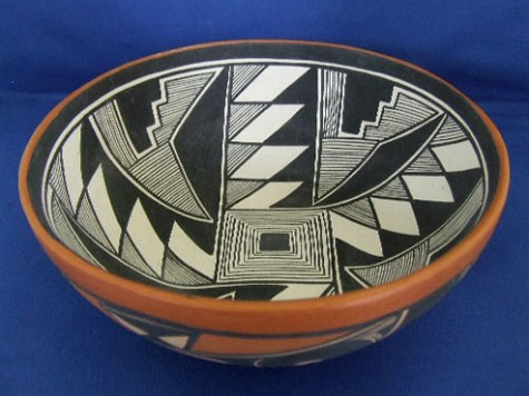 Verda Toledo Bowl with bold black and white internal geometric decoration