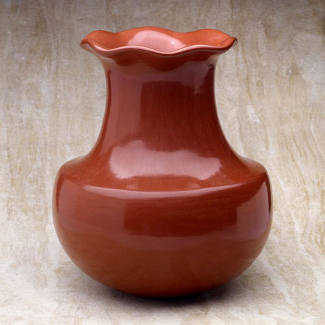 red ware fluted pot by Tina Garcia