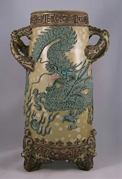 Antique Nippon Moriage Dragon Vase