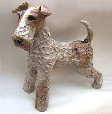 Ceramic Fox Terrier Dog by Lazy Dog Gallery
