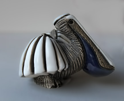 Mid Century Modern, Stoneware Figurine, Bird, Pelican by Artesania Rinconada- foxbride-etsy