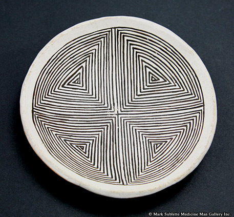 Mark Sublette - bowl with geometric lines in black and white