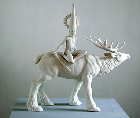 Sculpture-by-Tricia-Cline durga riding a white deer
