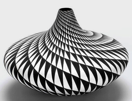 Dorothy Torivio eye dazzler black and white geometric patterned see jar