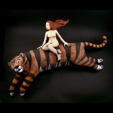 Victoria Sexton - Girl riding a tiger