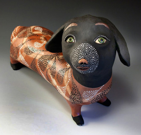 Weiner-Dog-Jenny-Mendes.jpg Jenny Mendes Weiner Dog ith abstract patttern