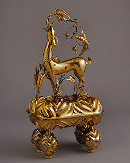 Dagobert Peche jewel box with antelope figure lid