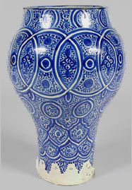 Moroccan geometric patterned pottery vessel