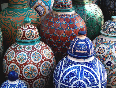Moroccan Lidded Pottery Jars