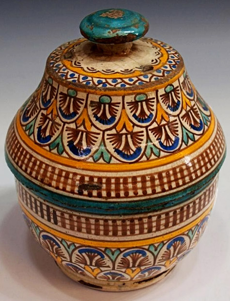 Moroccan Vase Safi Ceramic Blue Silver Border Handmade Classical Design 30 cm 