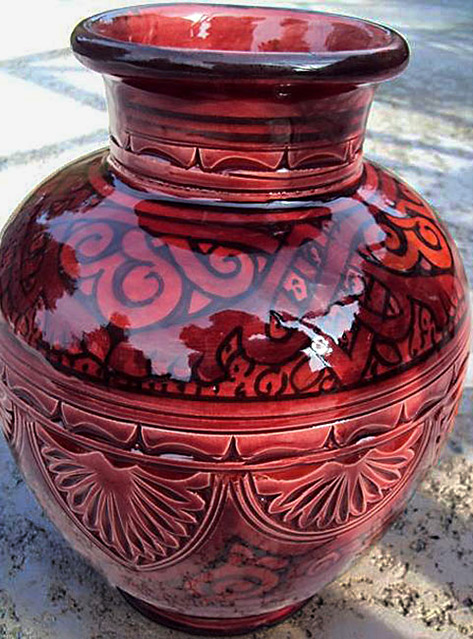 Ceramic Engraved Chili-Vase-(Morocco)