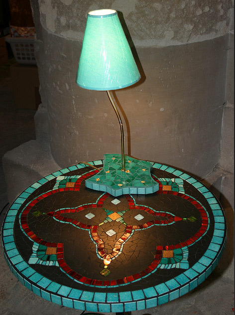 Moroccan mosaic table and lamp